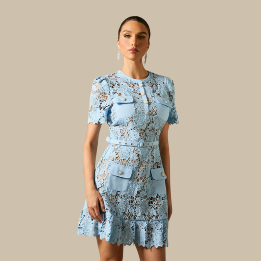 Summer Lace Dress for Women with Floral Embroidery